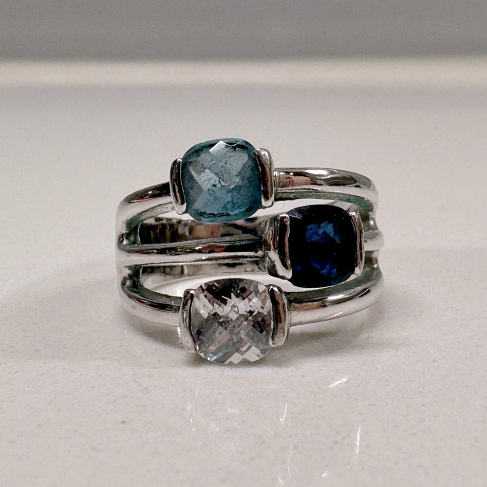 Silpada sterling silver 3-stone ring size 7